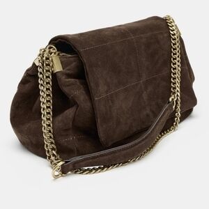 Zara Convertable Suede Shoulder Bag - Like New, Dark Brown